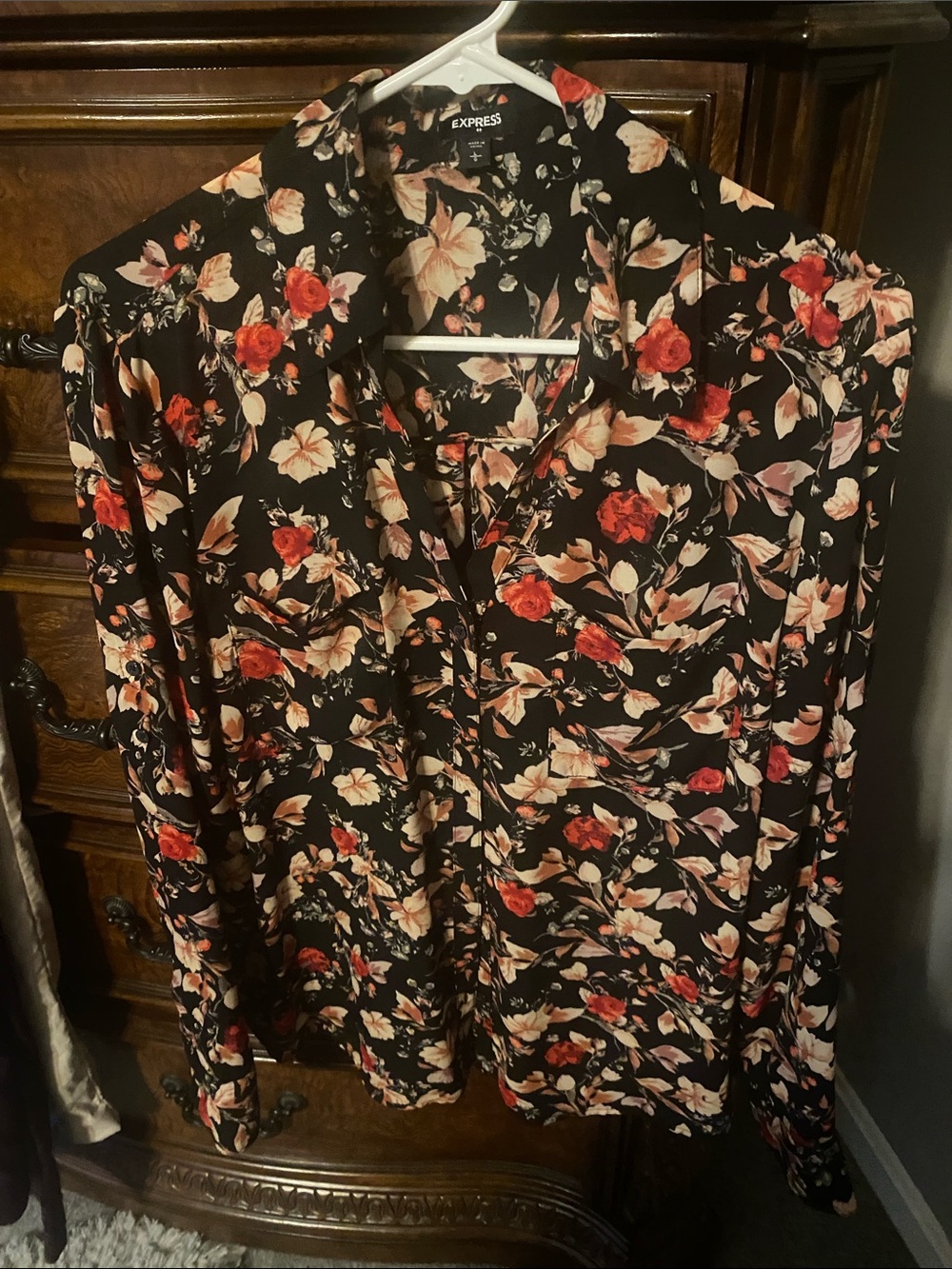 Express floral print portofino blouse